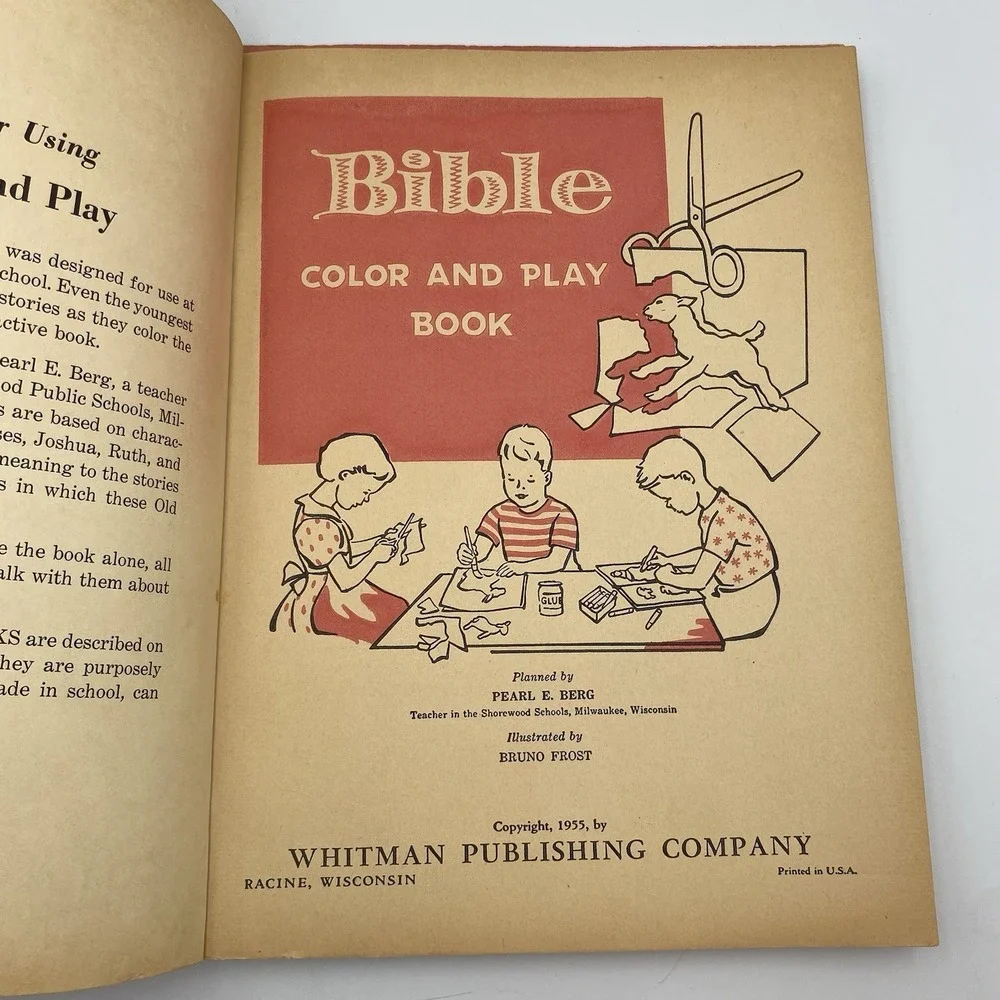 Lot of 2 New Vintage Help Yourself Series Bible Color and Play Whitman 1955‎